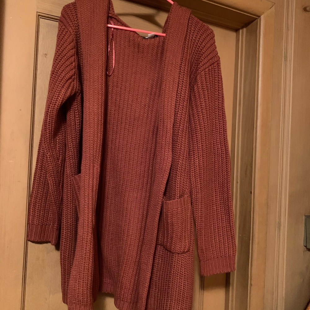 Chunky rust cardigan